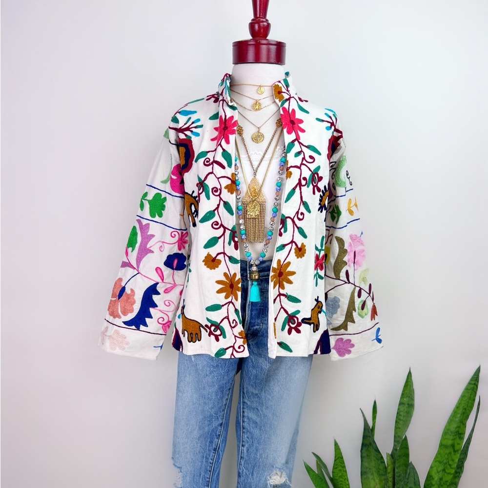 Bohemian embroidered jacket, made from vintage suzani fabrics